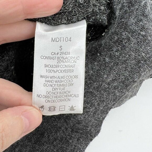 Miss Me Black/Gray Sequin Shoulder Women’s Cardigan Small - Picture 5 of 6